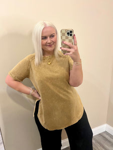Acid Washed Top I Camel