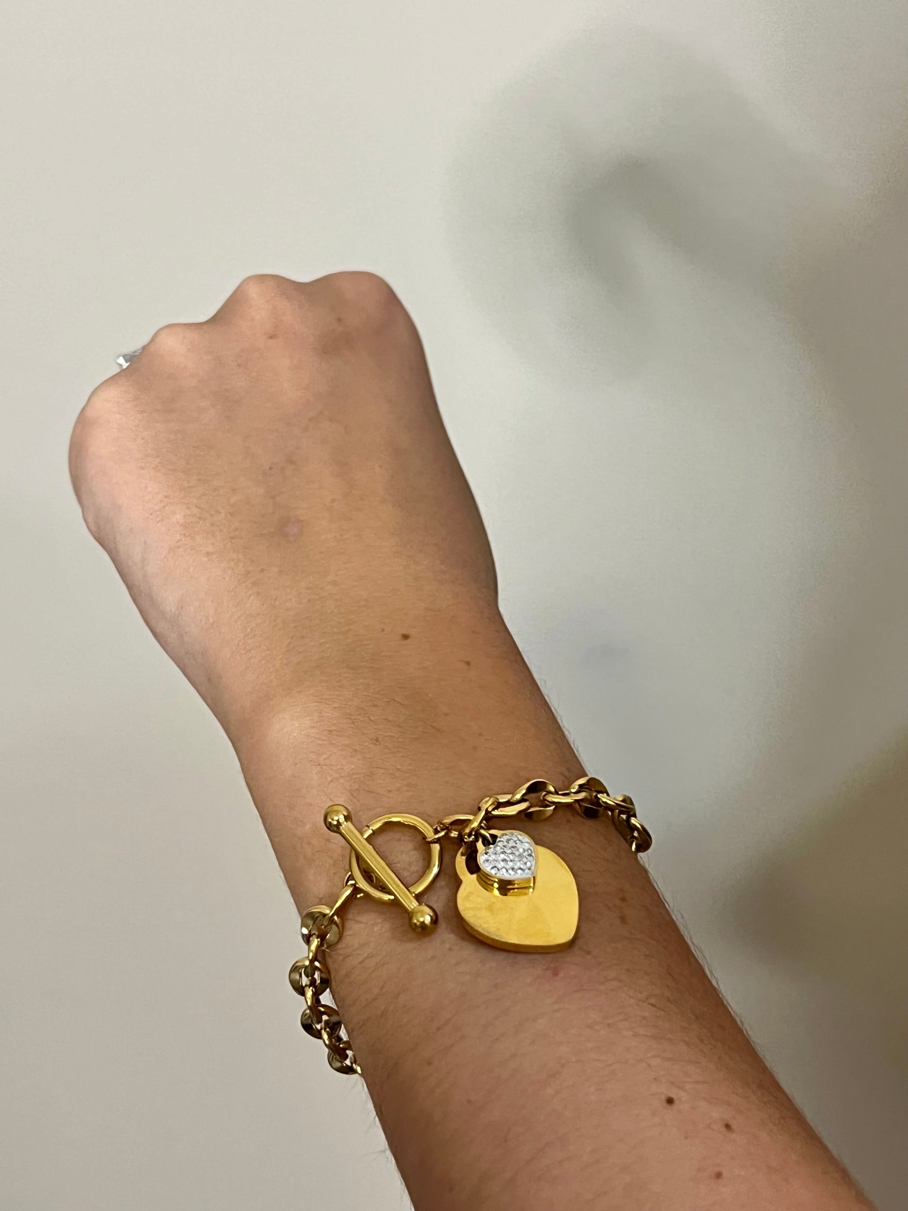 Gold Heart Charm Bracelet