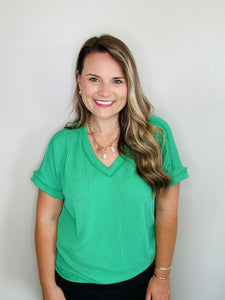 Classic Ribbed V-Neck Top