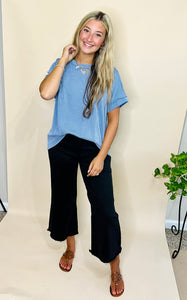 Classic Ribbed Top | Denim Blue