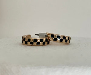 Mini Checker Hoop Huggie Earrings