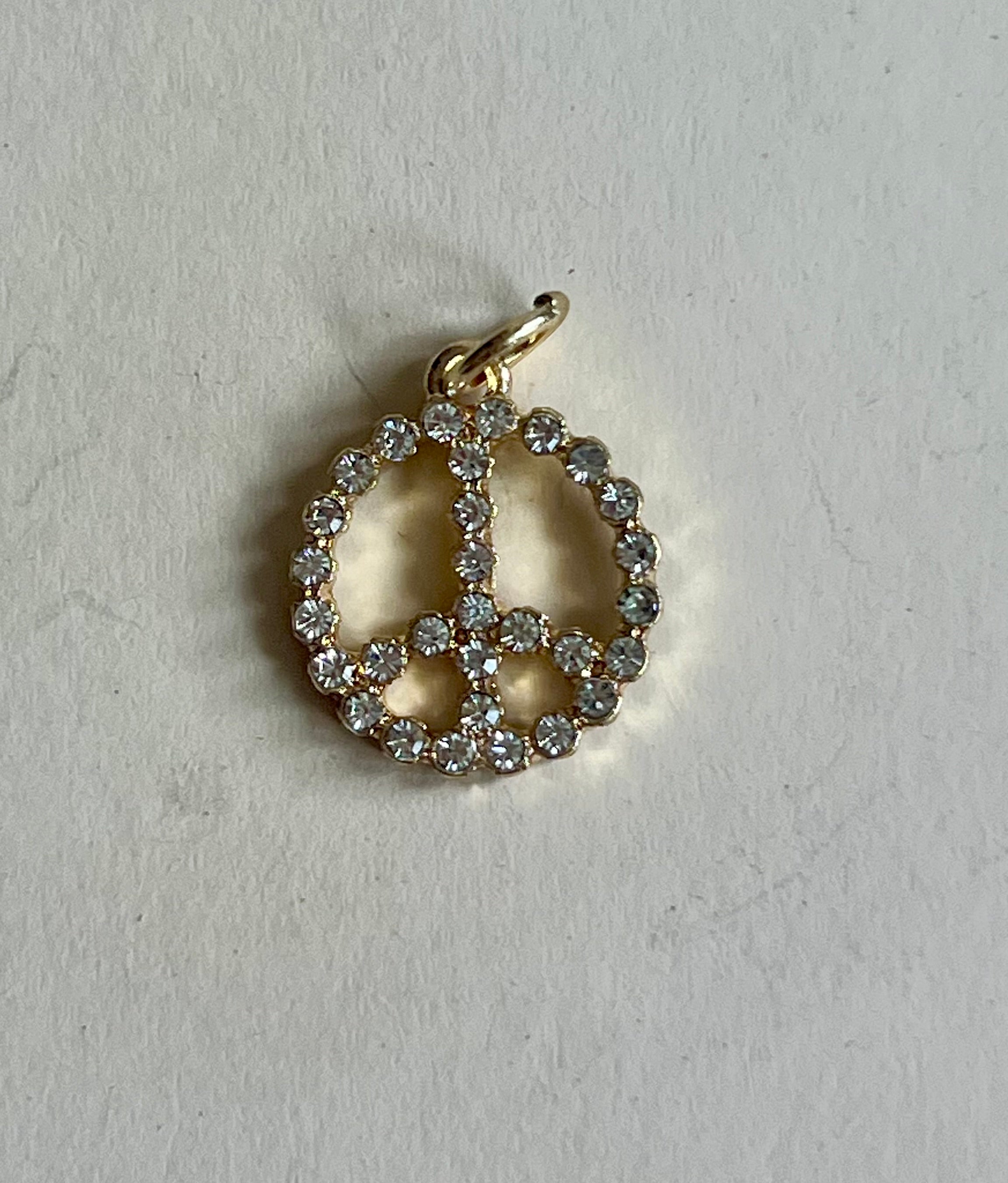 Rhinestone Peace Sign Charm