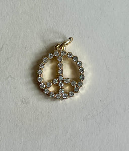 Rhinestone Peace Sign Charm