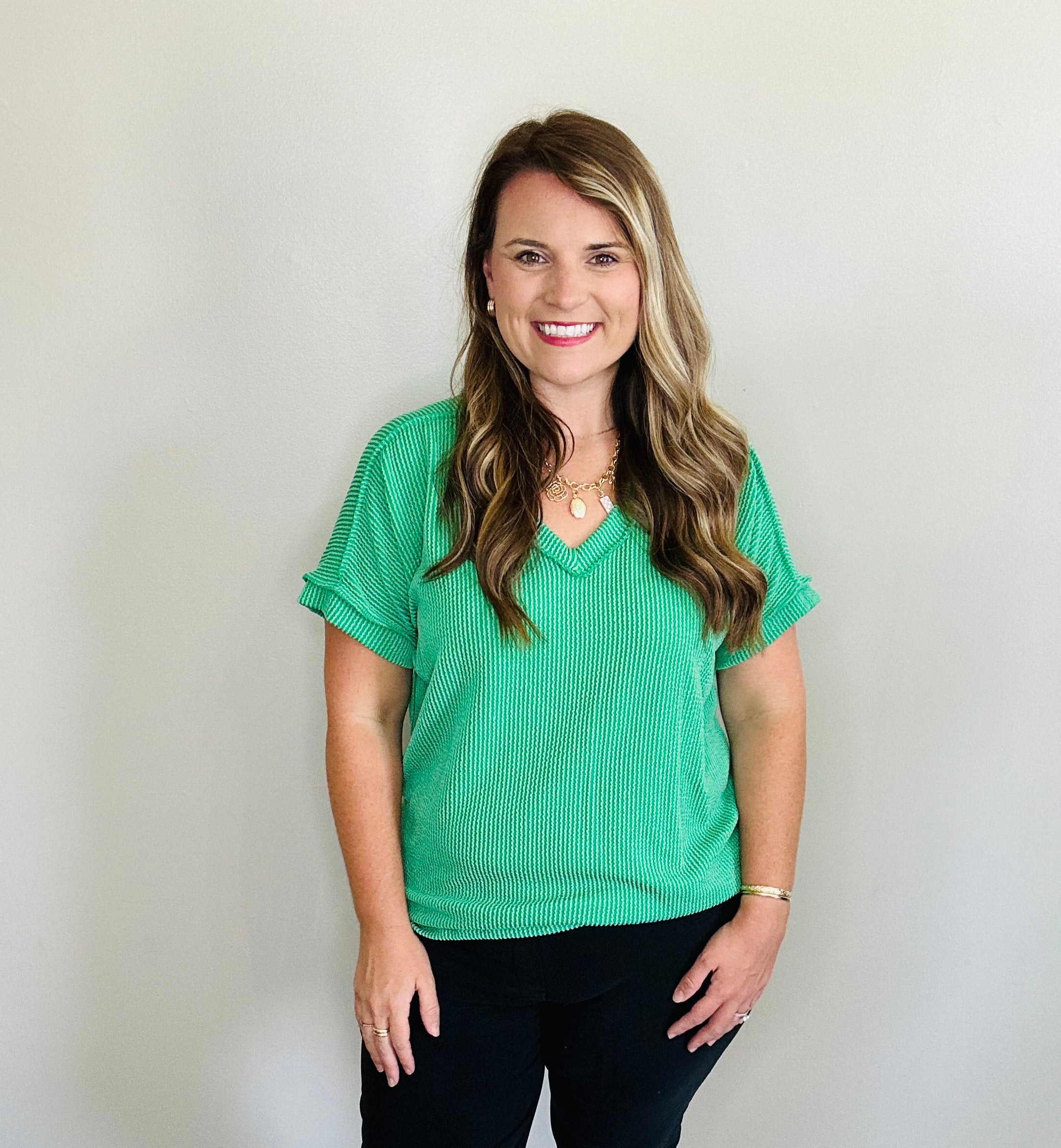 Classic Ribbed V-Neck Top
