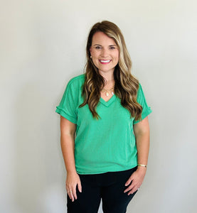 Classic Ribbed V-Neck Top