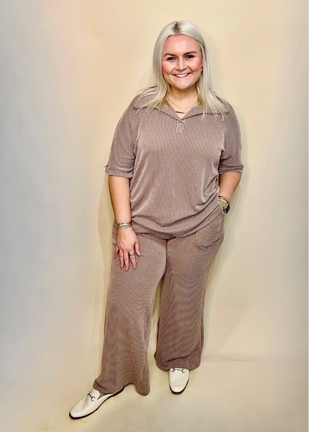 Collared Ribbed Set
