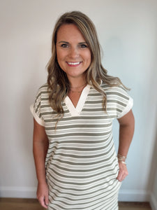 Midi Striped Knit Dress