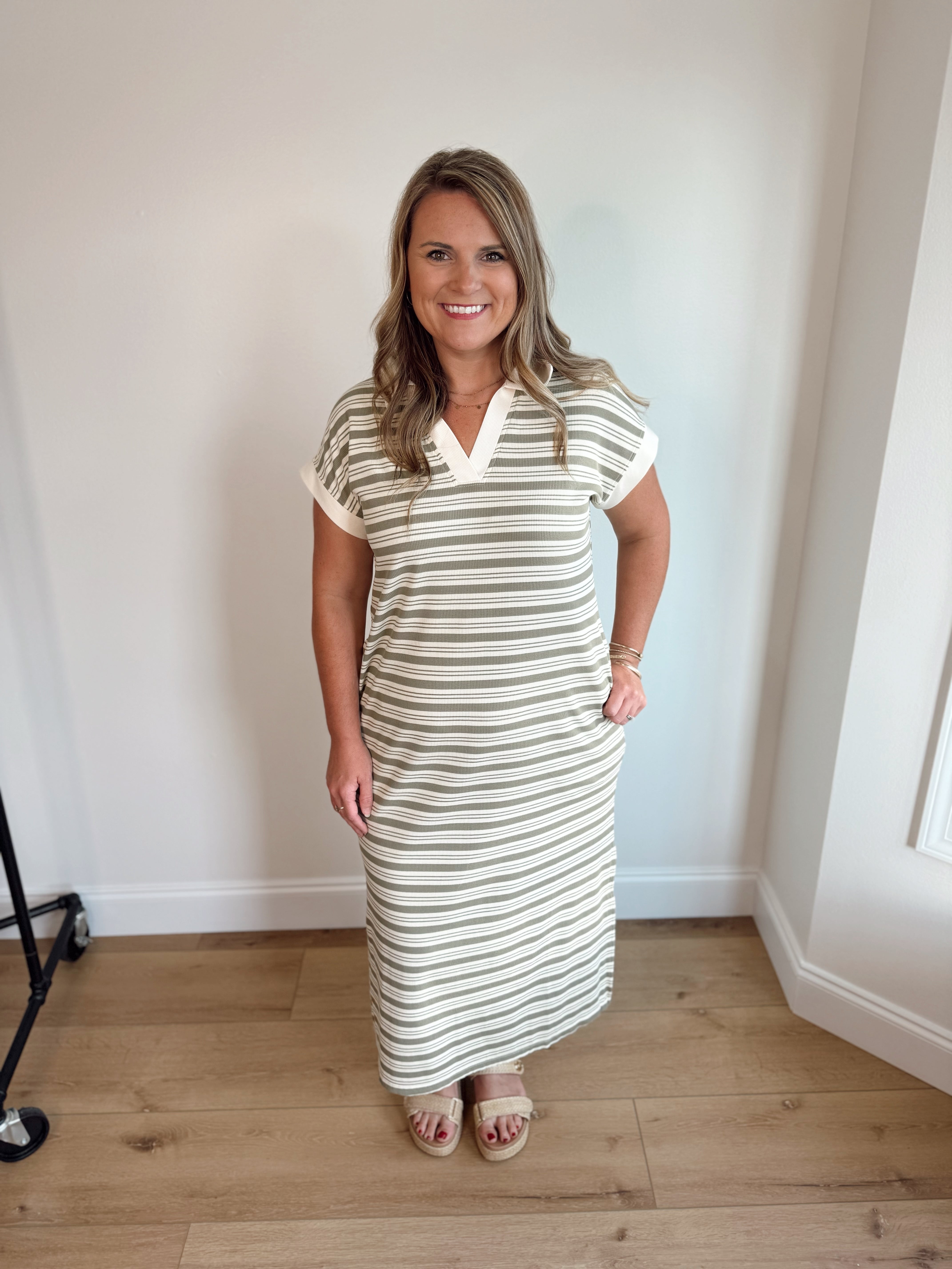 Midi Striped Knit Dress