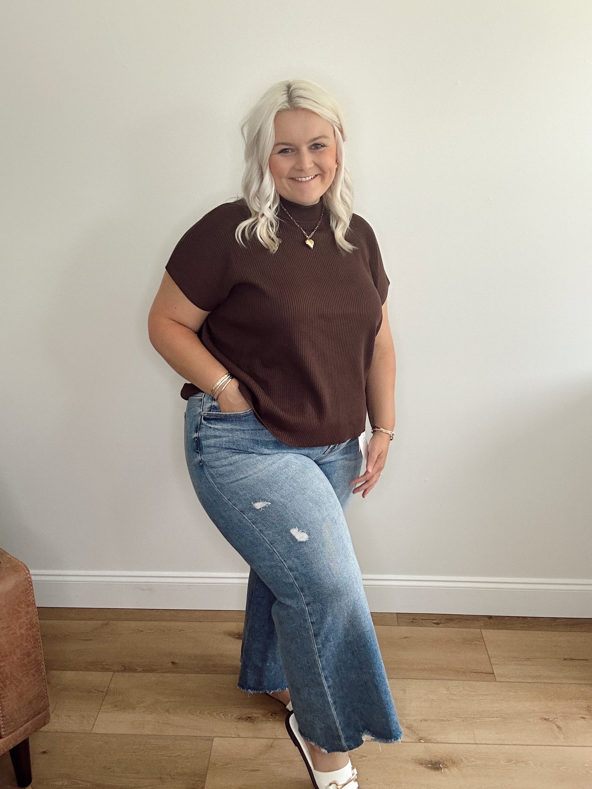 High Rise Crop Wide Denim