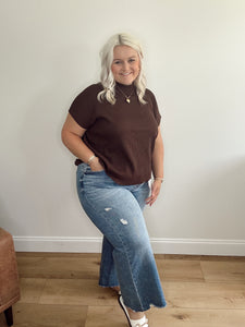High Rise Crop Wide Denim