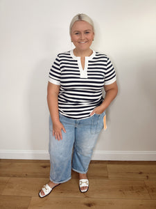 The Newport Navy Striped Top