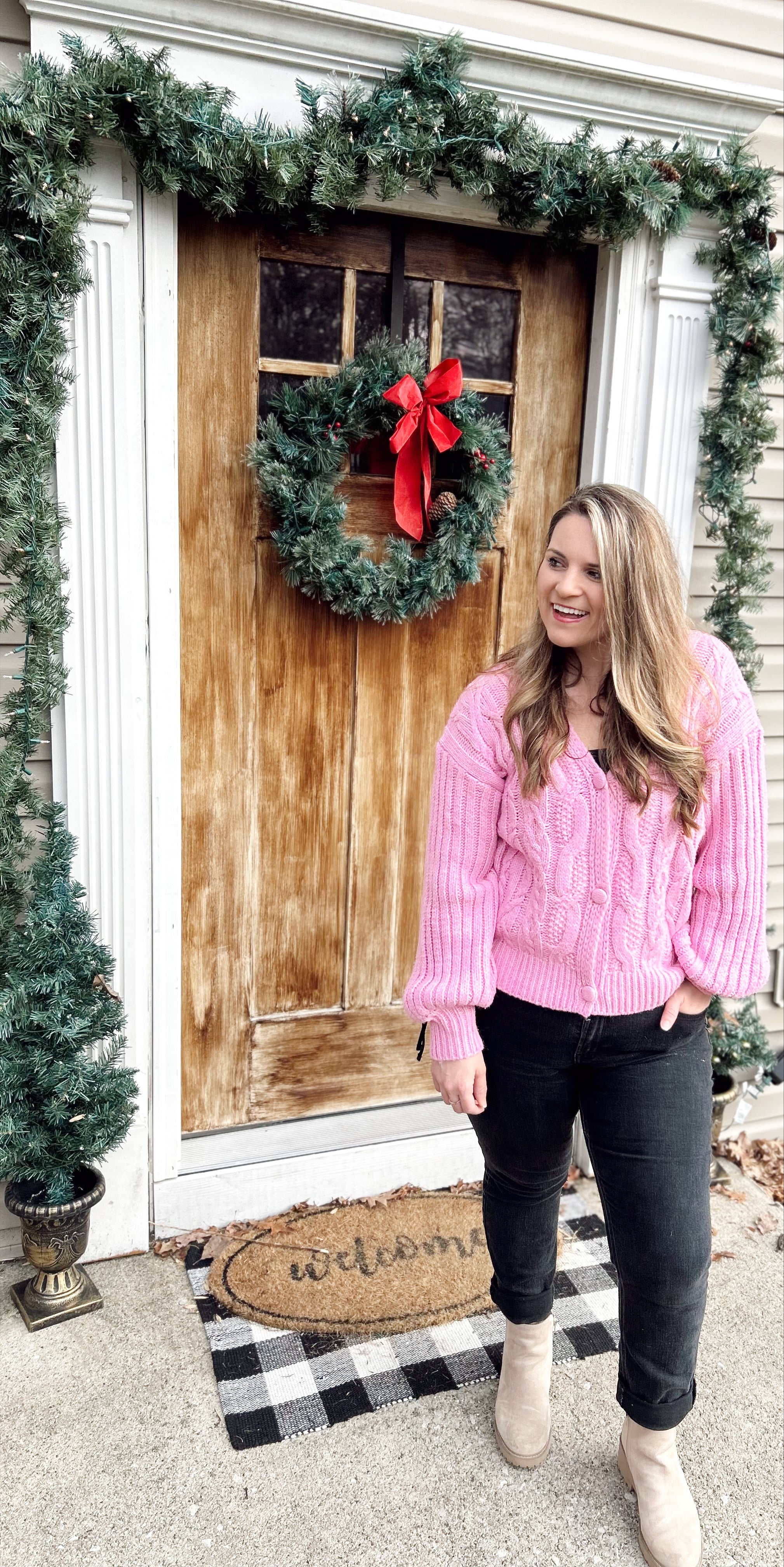 Cable Knit Puff Sleeve Cardigan