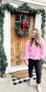 Cable Knit Puff Sleeve Cardigan