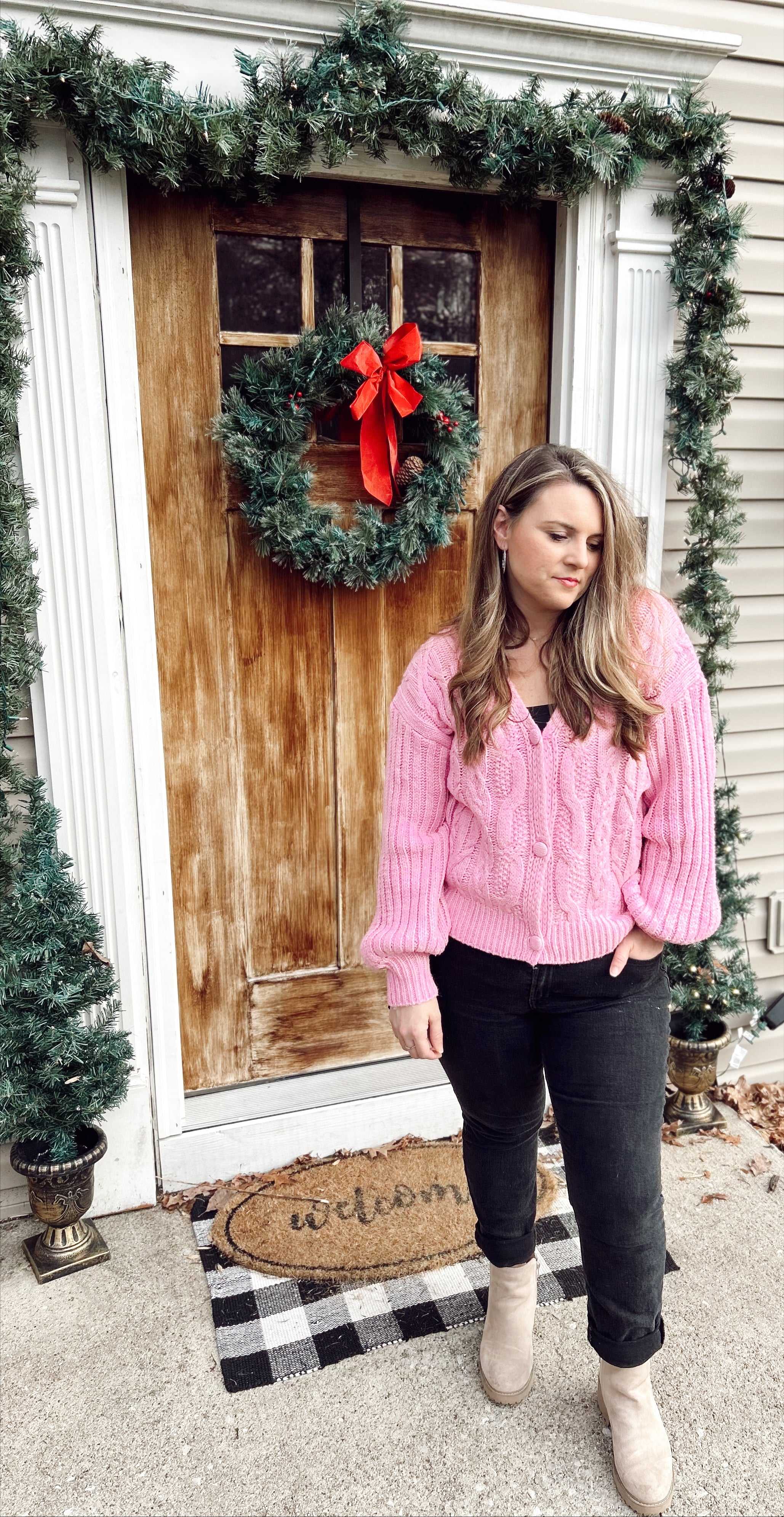 Cable Knit Puff Sleeve Cardigan