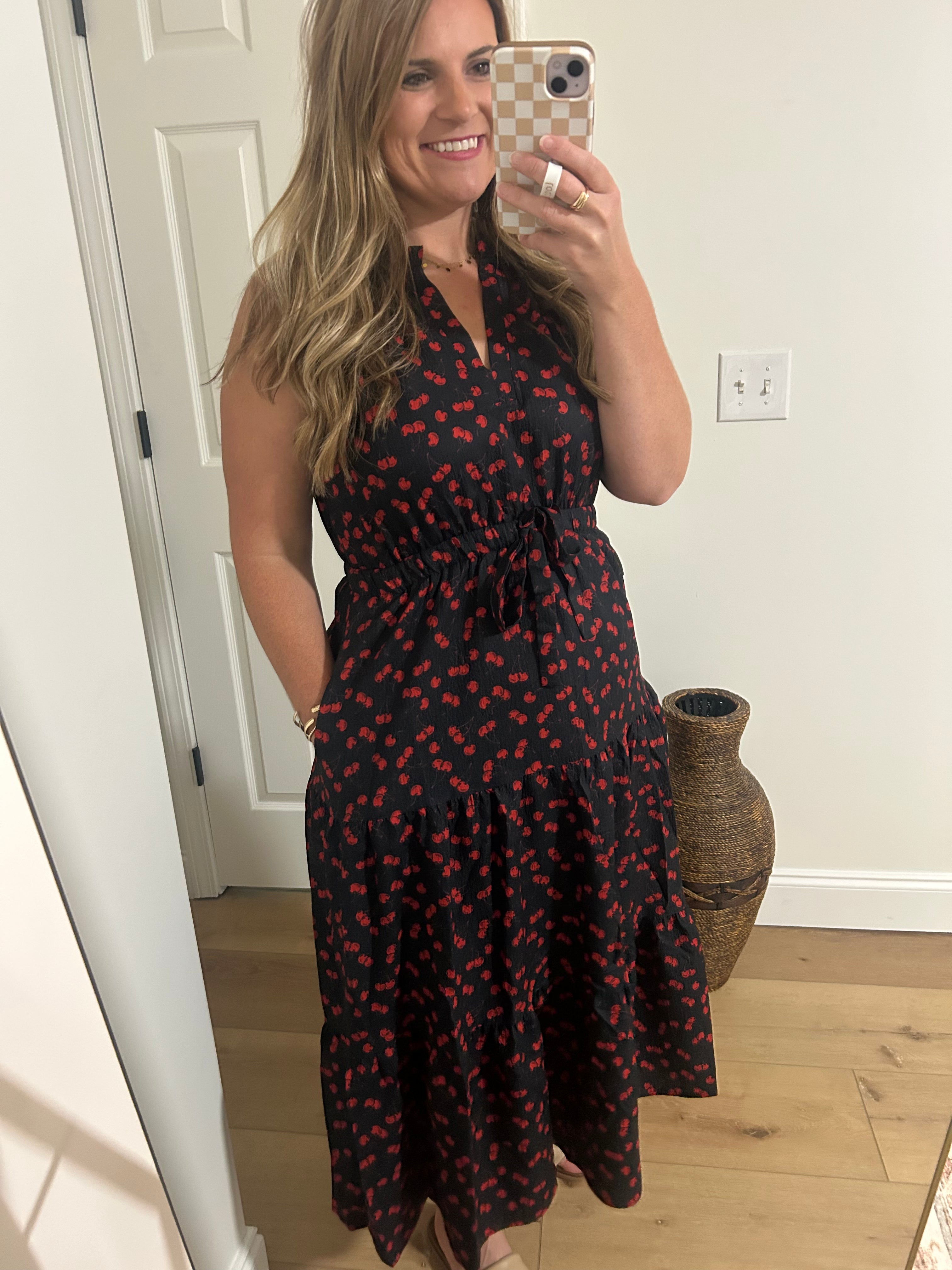 Cherry Blossom Tiered Midi Dress