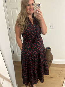 Cherry Blossom Tiered Midi Dress