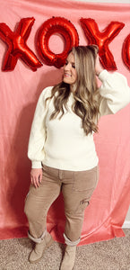 Ribbed Puff Sleeve Sweater
