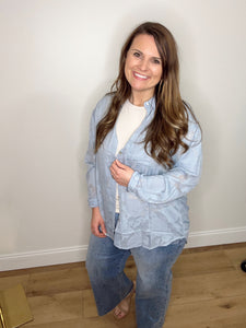 Chiffon Sheer Button Down