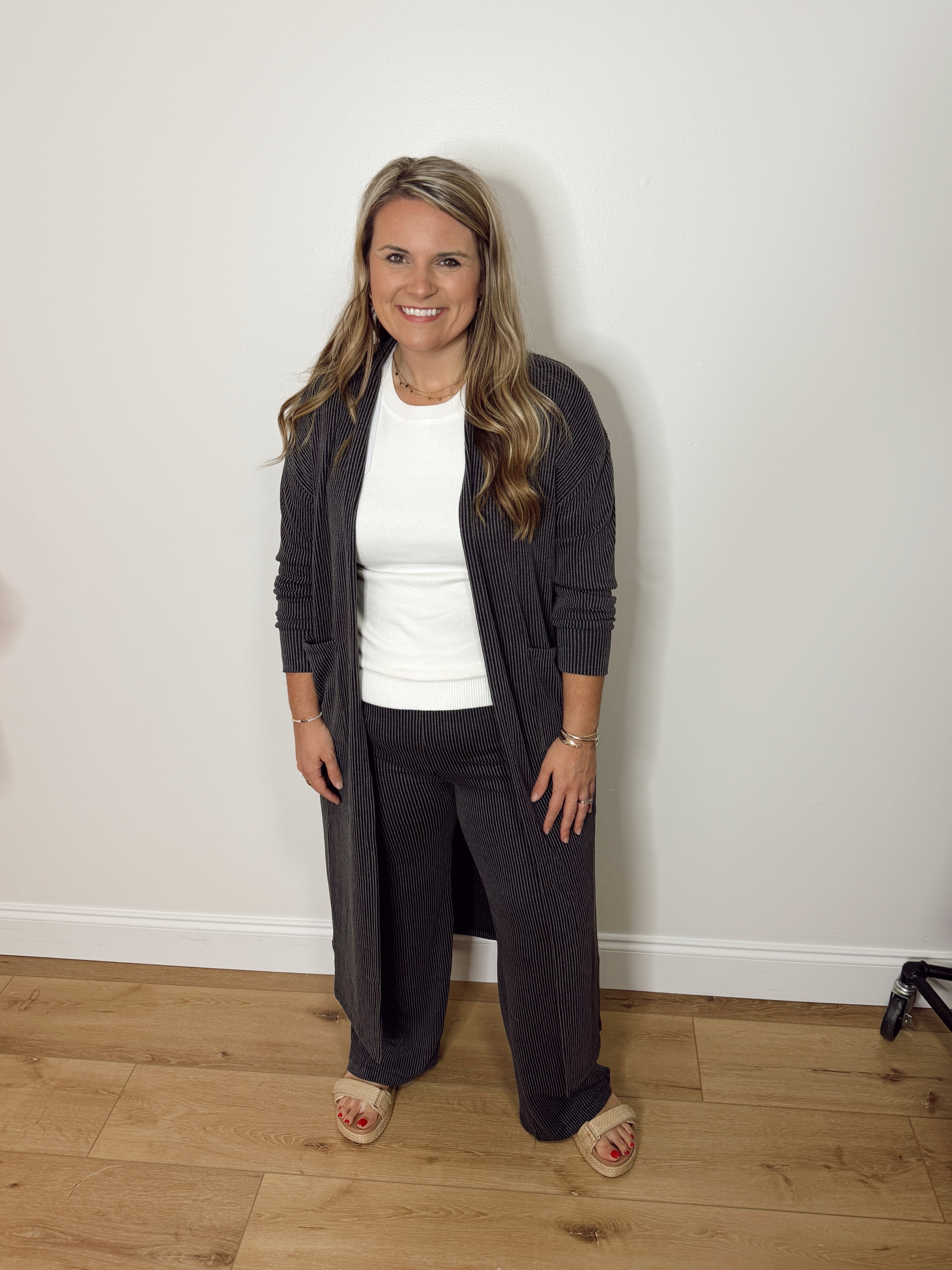 The Black Duster Ribbed Set