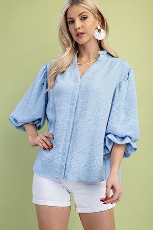 Blushing Balloon Sleeve Blouse