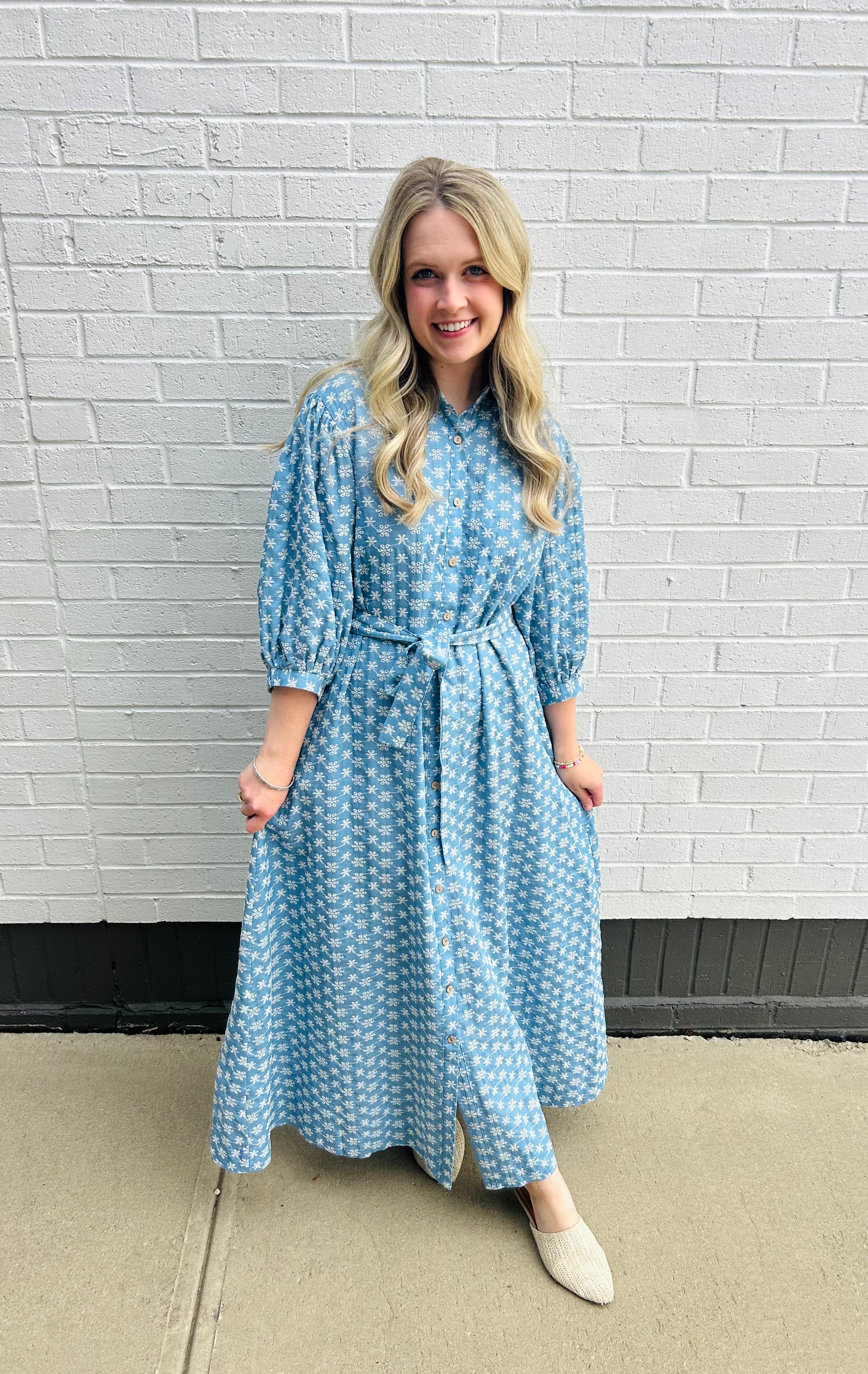Bloomin’ Blue Midi Dress
