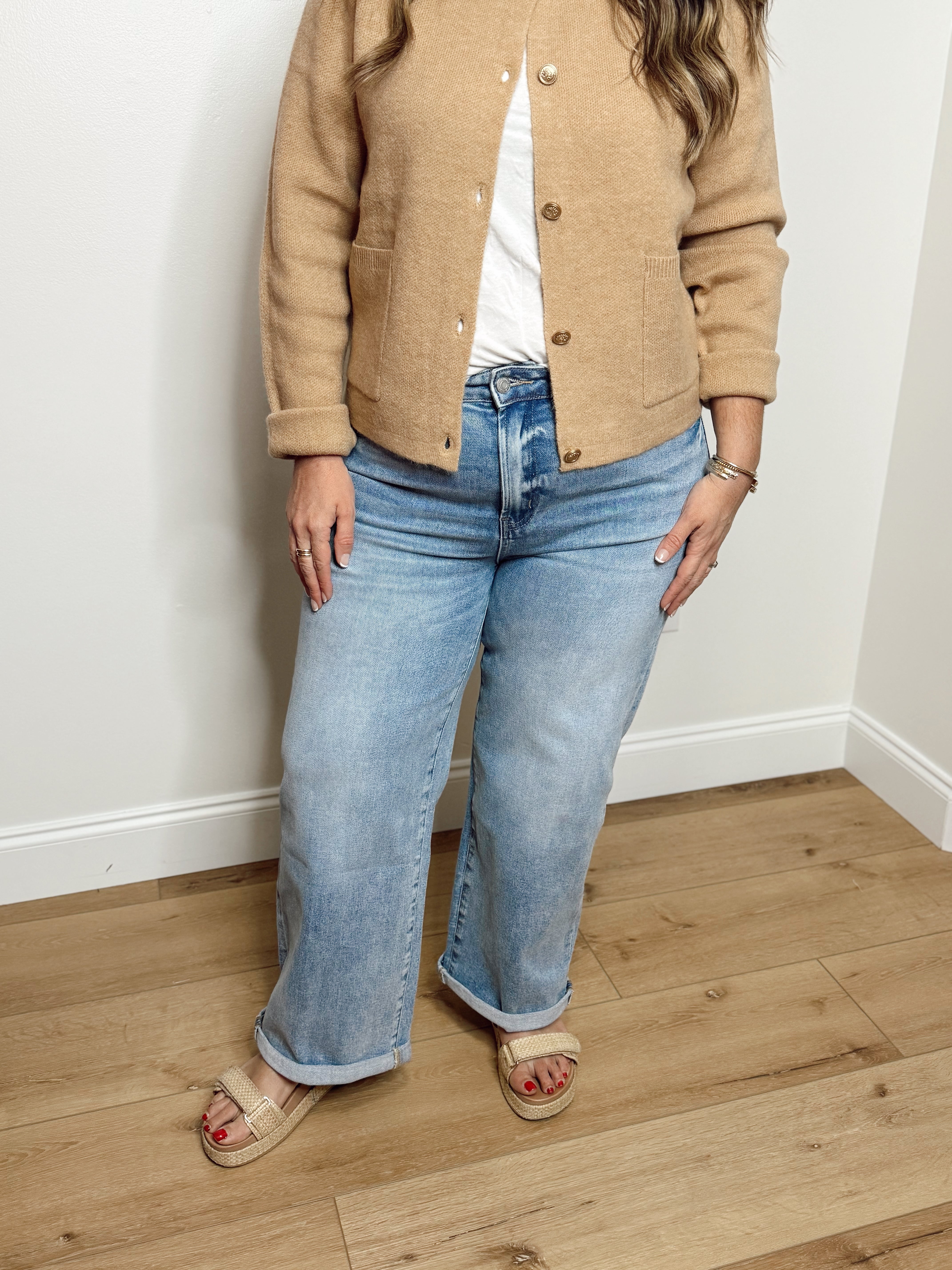 Stretch High Rise Roll Up Denim