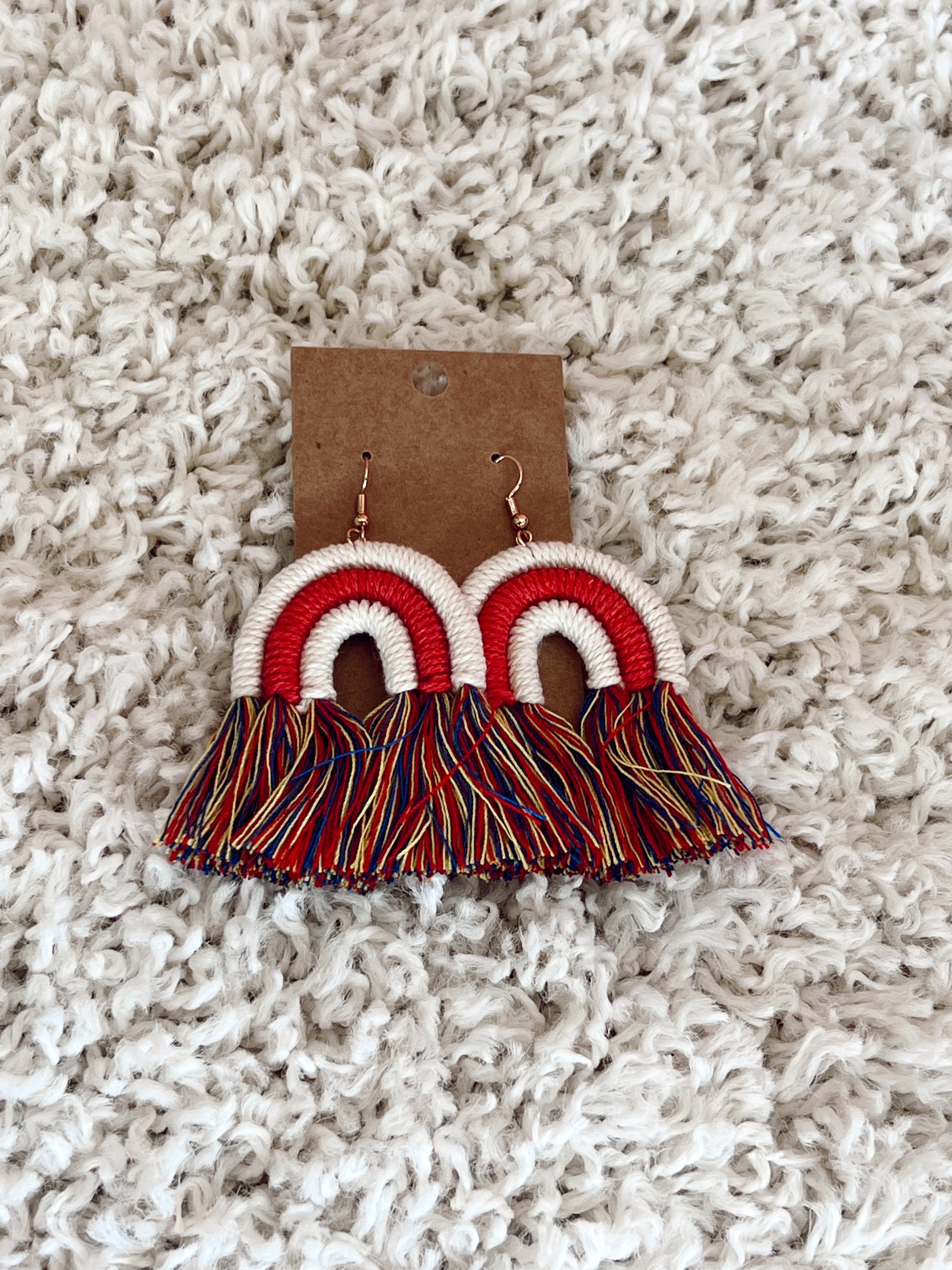 Rainbow Macrame Earrings