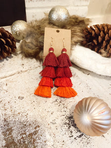 Red Ombré Tassel Earrings